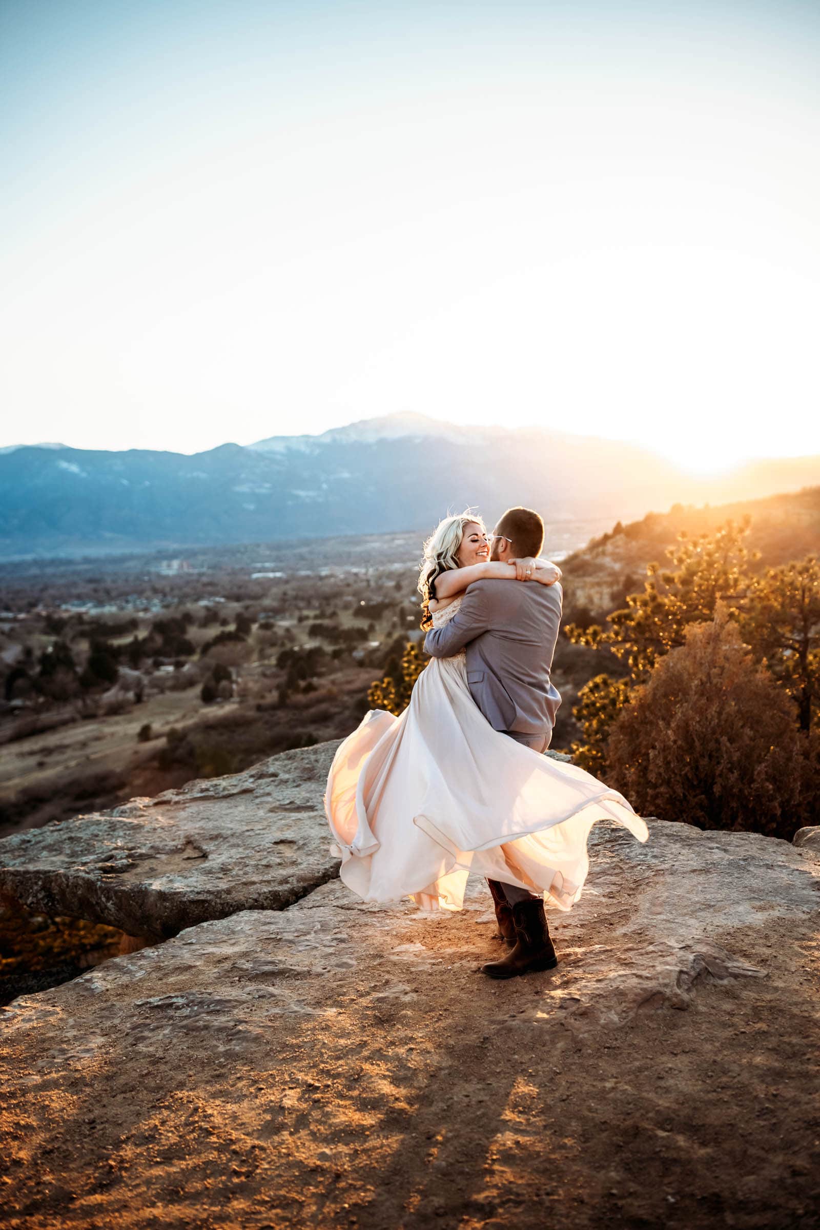 Couple Twirling in the Sunset