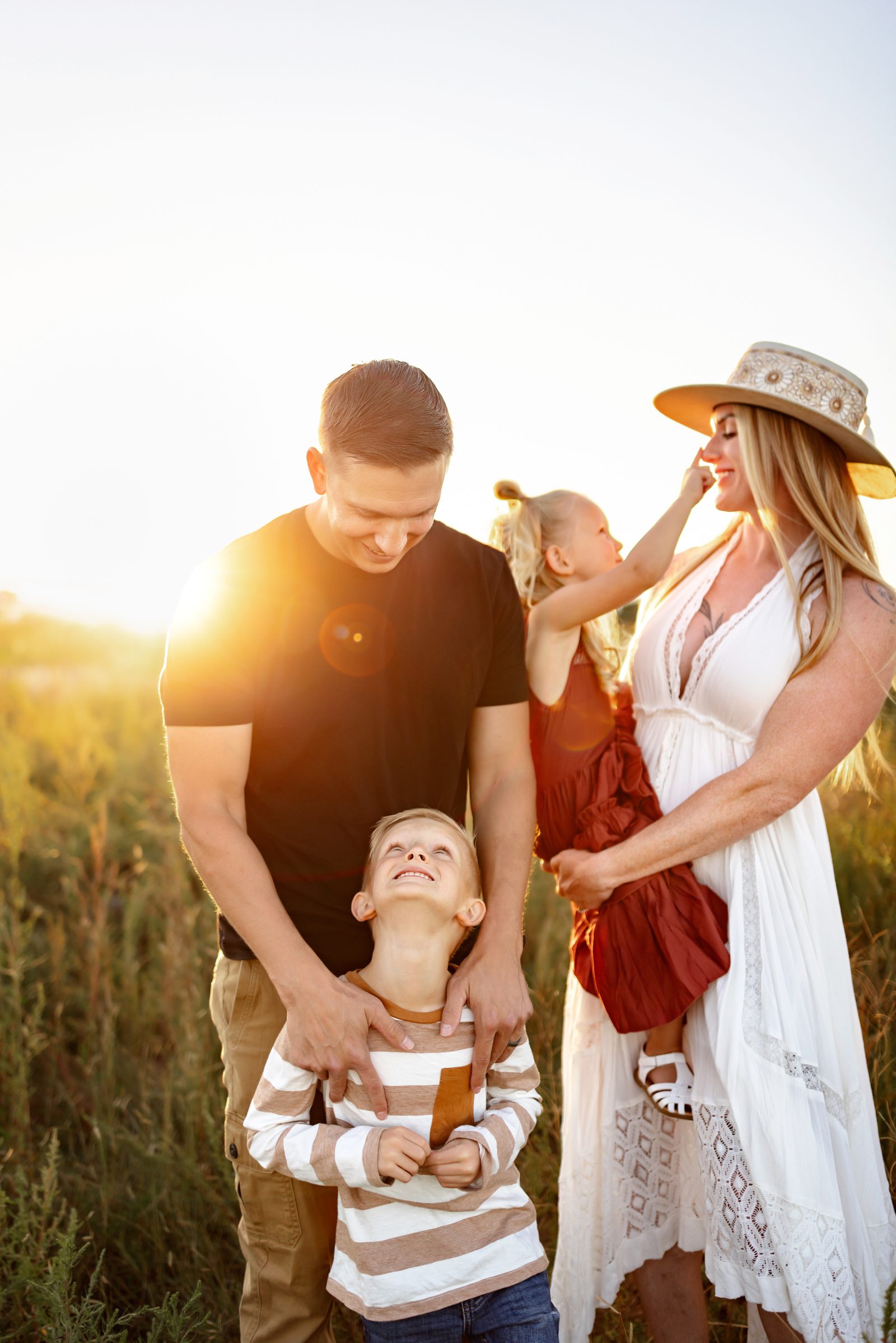 Candid family moment with golden light