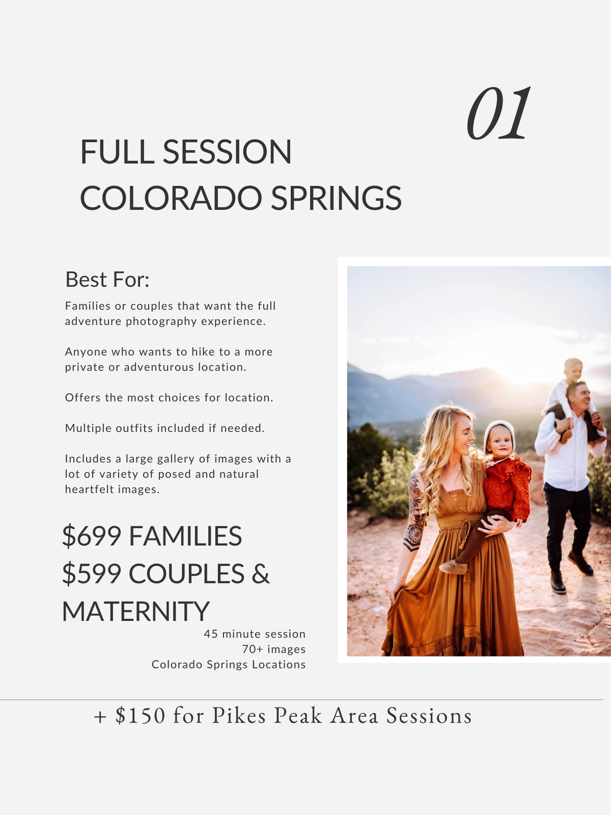 Colorado Springs Photography Pricing