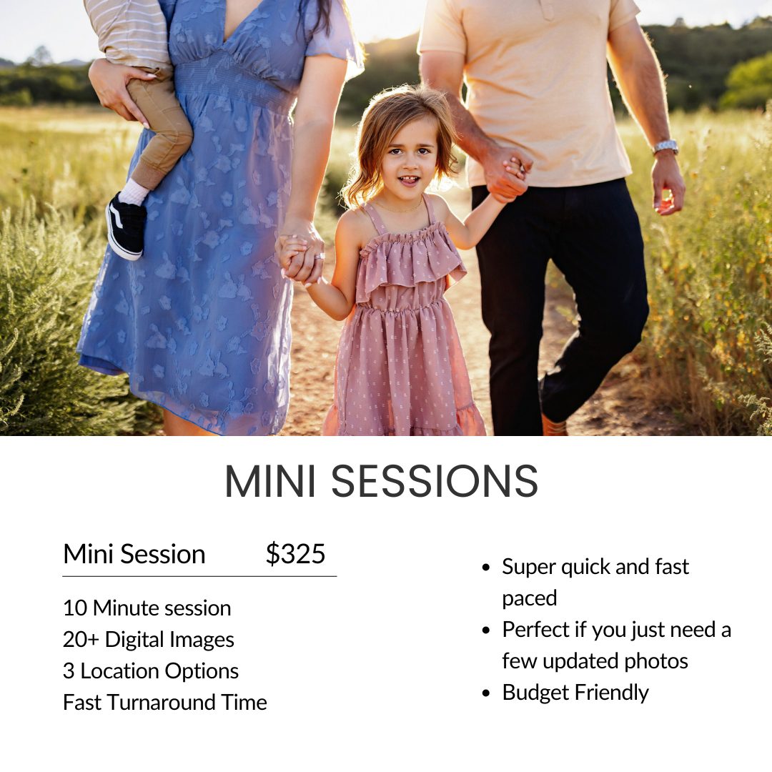 Colorado Springs Session Options describing the mini sessionn
