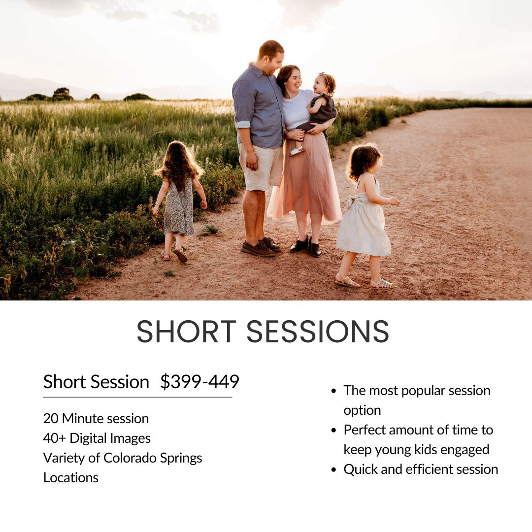 Colorado Springs photo session options describing the short session