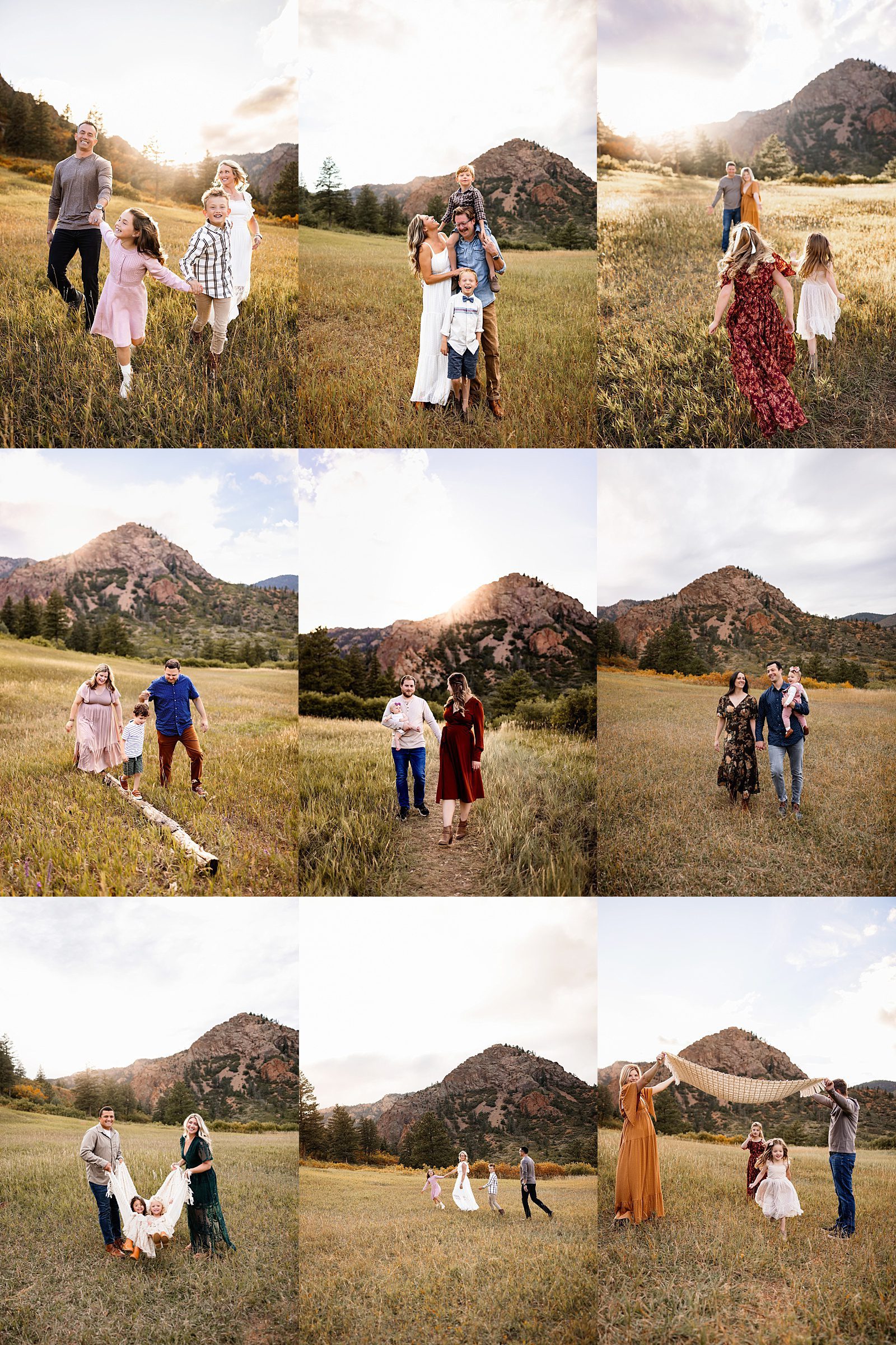 Family photos taken in a beautiful mountain meadow